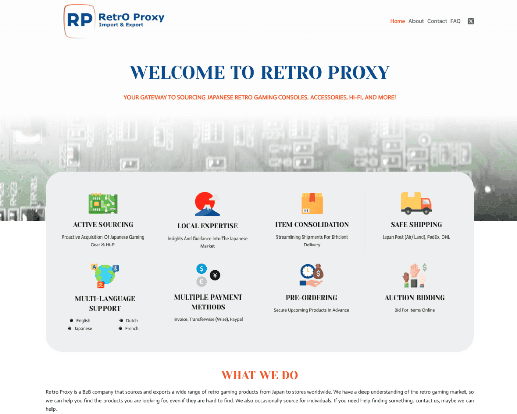 Screenshot of Retro Proxy Homepage
